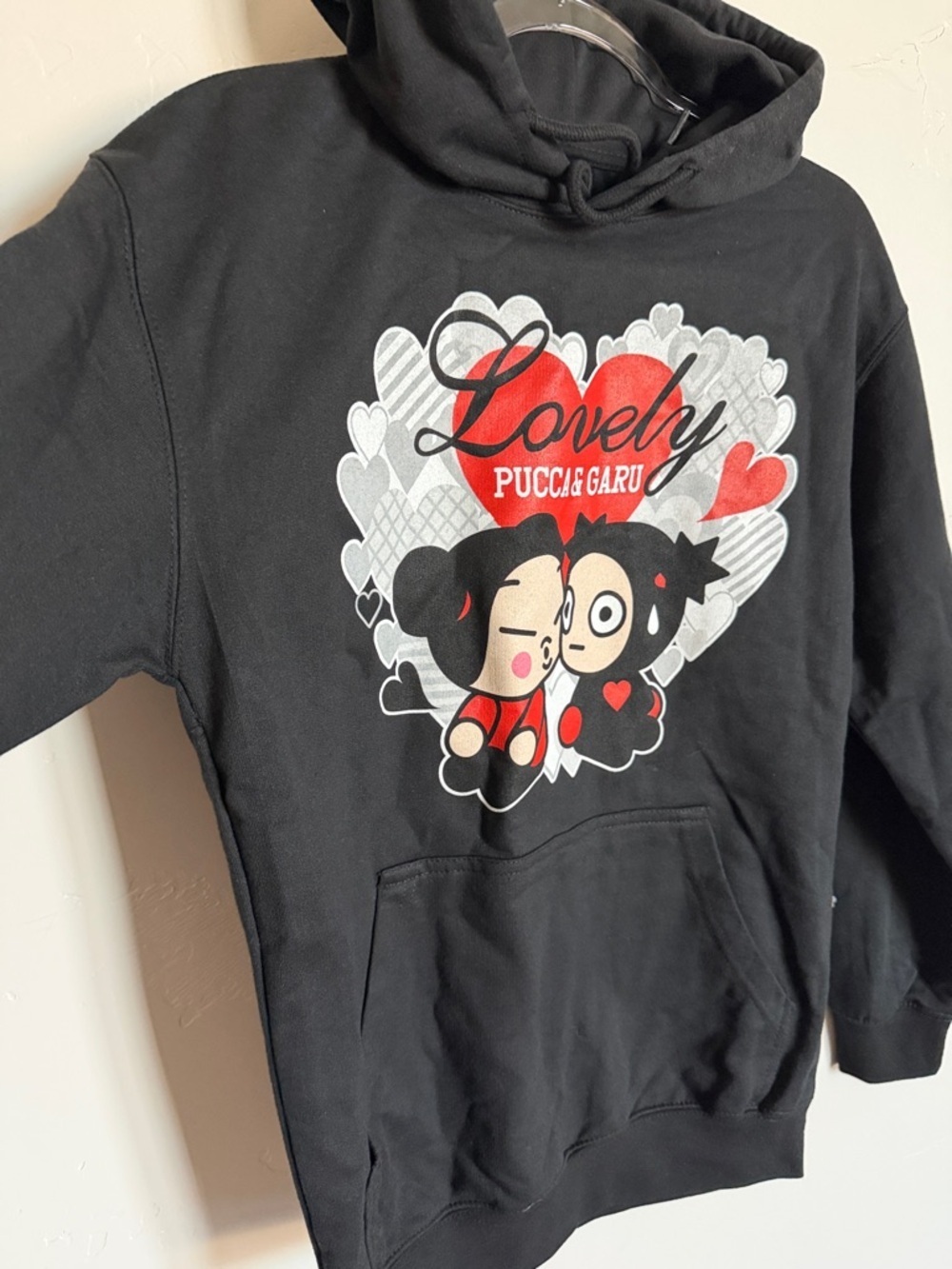 Pucca & Garu Black Graphic Hoodie Sweater Size Medium Kawaii Anime - Picture 4 of 11